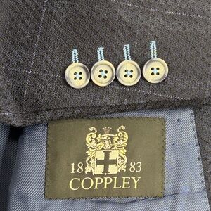 Coppley Sport Coat Mens 58R Navy Blue Windowpane Hopsack Custom Made in Canada
